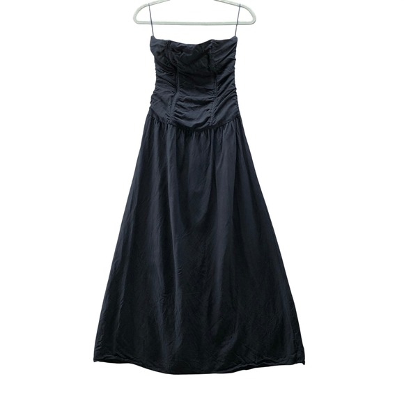 Lioness Dresses & Skirts - Lioness Linen Blend Strapless Maxi Dress Womens S Black Ruched A-Line Boning